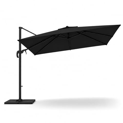 Ombrellone 3x3 M Giardino Braccio Retrattile Per Esterni Piscina Gazebo Terrazze Bar Hotel In Acciaio Inossidabile Braccio Rotabile 360° Telo Impermeabile Nero