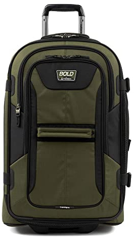 Travelpro Unisex-Adult Bold-Softside Expandable Rollaboard Upright Luggage, Olive/Black, Checked-Medium 25-Inch