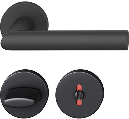 FSB Drückergarnitur 12 1076 ASL auf Rosette WC DIN, schwarz matt