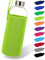 NOMA Glasflasche 1 Liter mit Neoprenhülle | Trinkflasche aus Glas in 500ml, 600ml & 1000ml mit Schutzhülle und Edelstahldeckel | Wasserflasche für Sport, Büro, Schule & Outdoor | Hellgrün