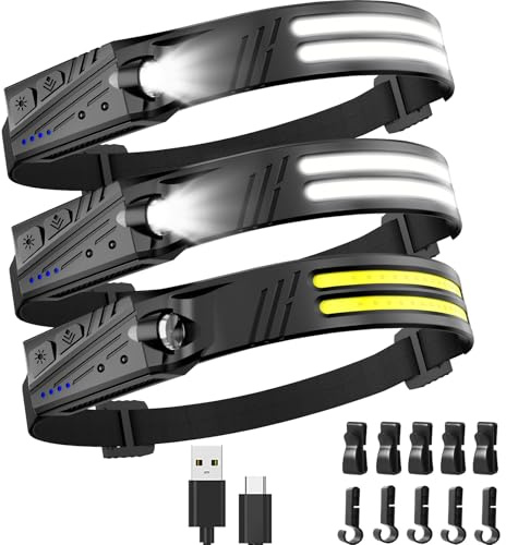 Headlamp Flashlight,3 Pack Super Bright 2000 Lumen 230°Wide Beam Head Lamp