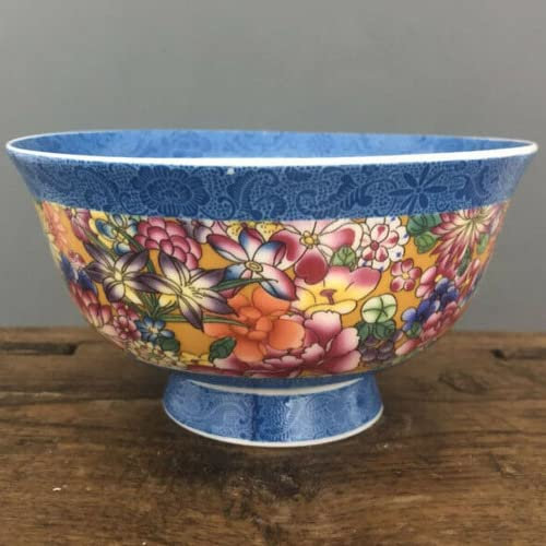 13cm chino Qing Qianlong Famille Rose porcelana coloreada flor decorar tazón