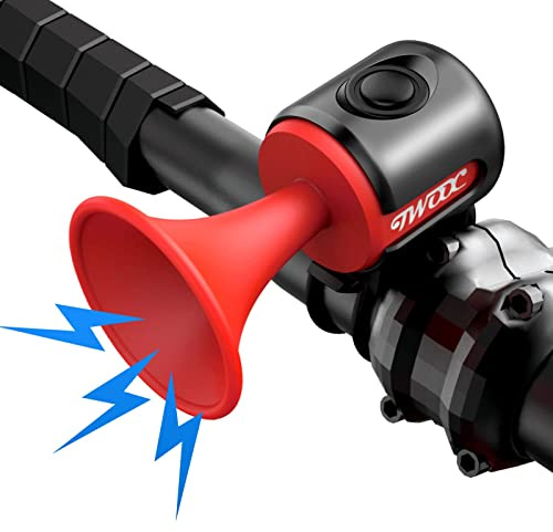Sonnette Velo 120 DB, Klaxon Velo étanche IPX4, Sonnette VTT électrique, klaxon électronique, Sonnette Vélo Route Convient aux guidons de 15 à 30 mm, Accessoires de vélo, Installation Facile (C-Rouge)