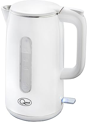 Quest 1.5L Fast Boil Double Walled Kettles / 3000W / Stainless Steel Inner / 2 Colours/Cord Storage and Spout Filter (White)