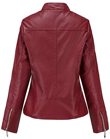 DABAOK Vestes en cuir léger femmes top outwear veste courte manteau femme manteau d'hiver pour les femmes