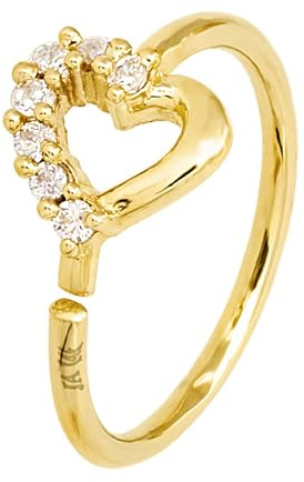 Jewelry Avalanche 20G 14K Yellow Gold Heart-shaped Nose Hoop Ring Twist-open 5/16(8mm) Nose Ring, Unisex, Diamond Simulated CZ Stones 14KNH36HRT-CZYG
