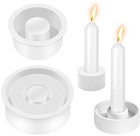 Aulese Silikonform Kerzenhalter, 2 Stück Gießformen Beton Silikon Kerzenhalter, Rund Silikon Formen zum Gießen für Stabkerzen und Teelichter