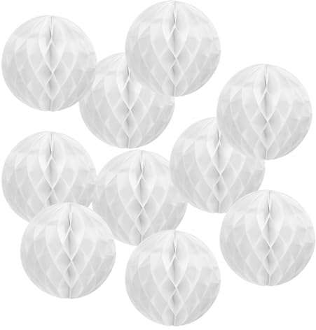 PATIKIL 10pcs 14 Honeycomb Balls Tissue Paper Pom Poms, Party Hanging Paper Honeycomb Balls Decoration for Birthday Wedding Home Backdrop Decor, White