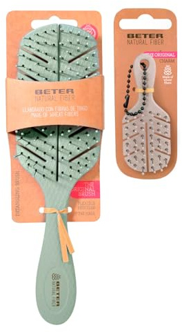Beter - Spazzola scheletrica anti-strappi Natural Fiber + Charm mini, districante, anti-nodi e anti-rottura, ecologica