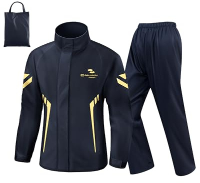 RINJOY Rain Suit Waterproof Jacket and Trouser Suit for Men and Women Outdoor All-Sport Breathable Anti-storm Raincoat