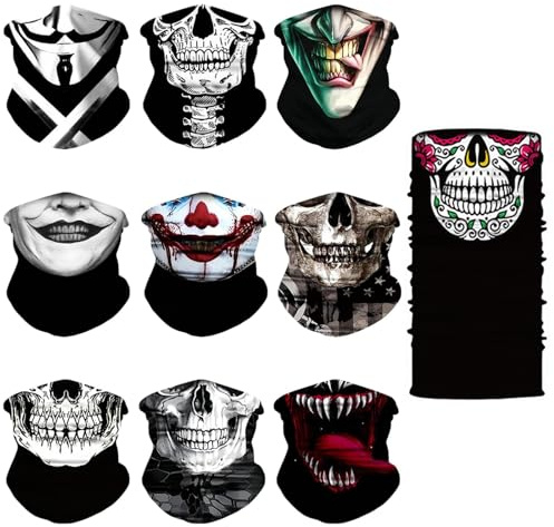 Yugilin 10 Pièces Tour de Cou moto Design Sans Coutures Foulard Homme Extensible Cache Coup Respirant Cache Cou Moto Homme Protection Solaire pour Course à Pied Randonnée Activités Plein Air