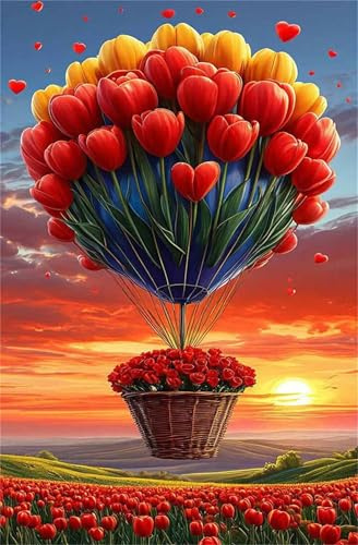 Puzzle 1000 Pieces Coucher Soleil Tulipes, Jeux éducatif Défi Jouets Puzzles Classiques, Parfaitement Emboîtable Lettres au Dos, pour Vous Faciliter Le Travail pour Hommes Femmes Plus âgés 75 x 50 cm