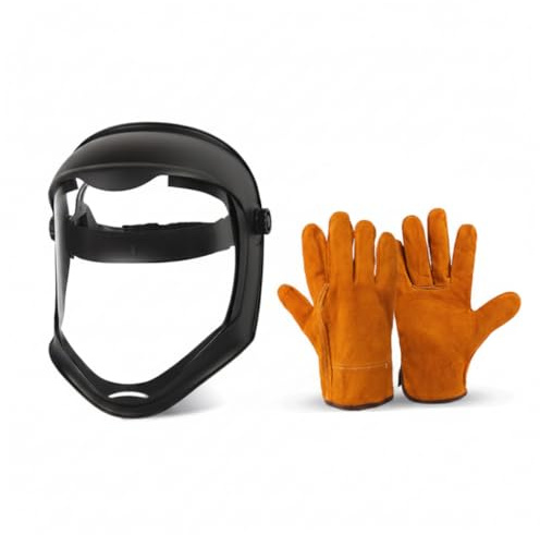 Maschera integrale, Visiera integrale antiappannamento HD con guanti, Visiera per PC resistente agli urti, Maschera di protezione per smerigliatura, saldatura, falciatura del prato, prodotti chimici