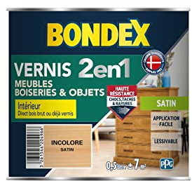 BONDEX - Vernis - Protège et Embellit le Bois - Satin - 0,5l - Incolore