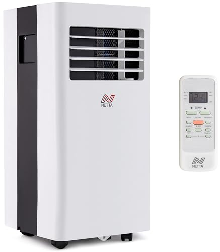 NETTA Portable Air Conditioner 3-IN-1 8000BTU, Dehumidifier, Cooling Fan - Remote Control, LED Touch Control, Adjustable Temperature, for Home, Bedroom, Living room,Office [Energy Class A]