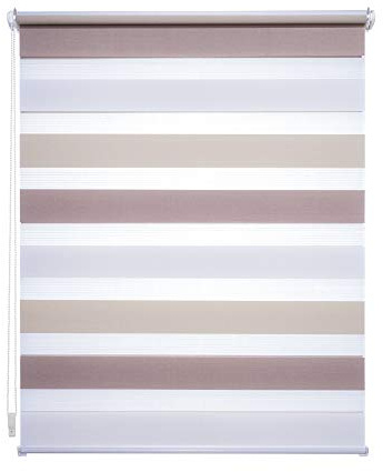 JalousieCrew Klemmfix Doppelrollo dreifarbig hell beige Creme weiß - Breite 45 bis 120 cm, Länge 150 cm BZW. 210 cm - Duo - Rollo ohne zu Bohren (80 x 210 cm)