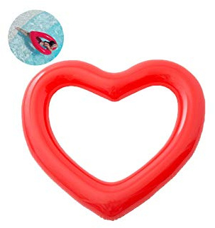 Mirrwin Anello da Nuoto Estivo a Forma di Piscina Anello di Nuoto Gonfiabile a Forma di Cuore Anello Gonfiabile per Nuoto Rosso Anello da nuoto a Forma di Cuore Zattera Gonfiabile per Bambini e Adulti