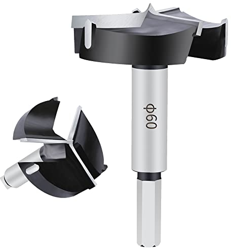 ASNOMY Wolframstahl Forstnerbohrer 60mm, 3-Schneider Forstner bohrer Bit, Holzbohrer Topfbohrer Kunstbohrer für Holz & Hartholz