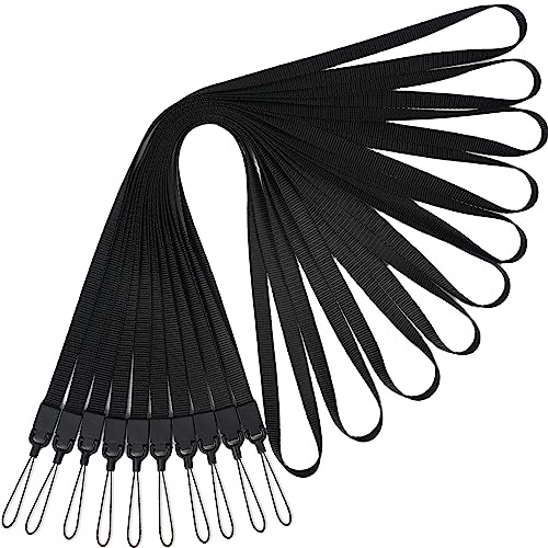 YOUOWO 10 Pack Neck Lanyards Black Straps,For Pen Cellphone ID Badges Holder Keys Office Name Badges ID Card,Long Lanyard Strap For Whistles (10 Black - Combination 1)