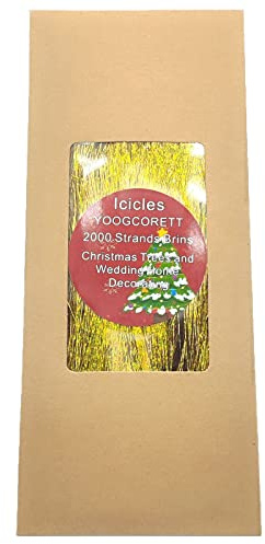 YOOGCORETT 2000 Strand Gold Christmas Icicles Tinsel Shiny Tinsel for Christmas Tree Decorations Home Wedding Birthday Party Decor Supplies 18 Inch