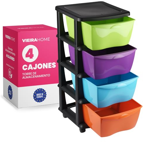 Rollcontainer Kunststoff Schubladenschrank Bastelwagen Schubladenturm Schubladen Plastikschrank Schubladenbox Bastelwagen - 84x40cm - Made in E.U.