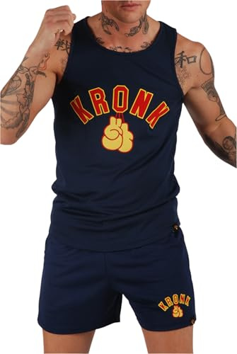 Kronk - Boxing Training Gym Vest - Lightweight Athletic Wear, Durable Workout Apparel, Iconic Gloves Design, Men's Sports Training Vest, Navy, Large