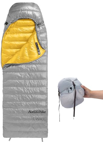 Naturehike Ultralight Down Cold Weather Sleeping Bag, 650FP Compact Sleeping Bag 3-4 Season for Adults & Kids, Backpacking, Camping, Hiking, Traveling with Compression Sack (Grey, Large)