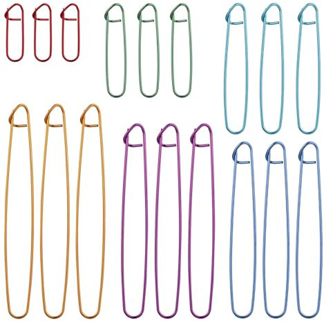 18 Pcs Knitting Stitch Holders, Yarn Stitch Holder Set Stitch Holders for Knitting Cable Needles Colorful Aluminum Crochet Stitch Holders Markers for Sewing Crocheting Supplies Tools Accessories