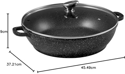 Pradel Excellence - PCUI001018 - Mijoteuse Ø36 cm avec Couvercle Verre - Fonte d'Aluminium - Revêtement Antiadhésif Façon Pierre - Protèges Poignées Amovibles - Tous Feux Induction