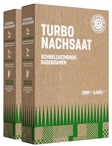 GardenGloss Semences de gazon à germination rapide d'automne 1 kg – Fabriqué en Allemagne – 50 m² de surface – Semences d'herbe turbo – Semences de gazon et nouvelle installation – Semences de gazon