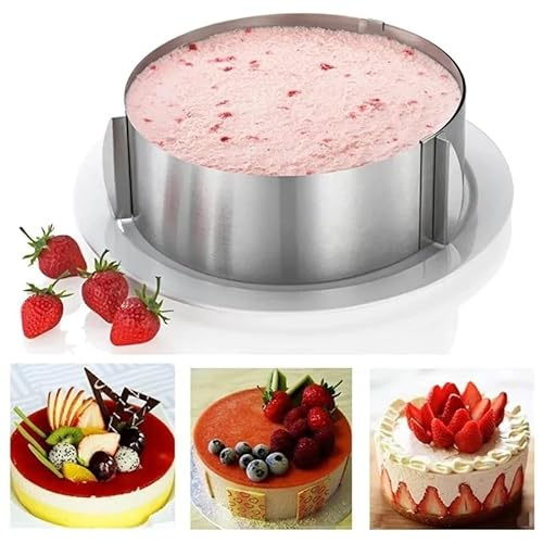 YZWHKJ Molde Desmontable,Molde Redondo Desmontable Cortador Circular retráctil de Acero Inoxidable for Mousse, Ajustable, de 16 a 30 cm