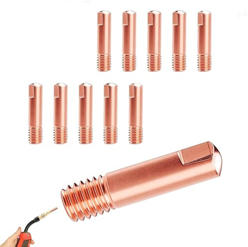 wilcractk 10 Boquillas Conductoras de 0,6 Mm para Soldadura MIG, Puntas de Contacto,Soldura M6 0,035, Soldura a flujo | Accesorios de soldadura para MB15AK MIG MAG Piezas de desgaste (0,6 x 25 mm)