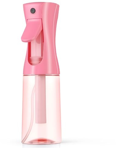 Alaoo Botella Pulverizador Agua Peluqueria,200ML Reutilizable Fina Niebla Pulverizador Continuo Pulverizado,Botella de Spray para Cabello,Para Peluquería,Cuidado de Piel,Mascota,Rosa Transparente