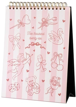 Kokonote Desk Calendar 2026 - Coquette Calendar 2026 Month To View | Monthly Desk Planner, Desktop Gifts Under 15 Pounds | Cute Gifts For Friends