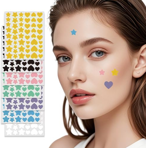 JYNXOR 560 Pcs Pimple Patch Star Star Pimple Patches Invisible Natural Hydrocolloid Pimple Patches with Tree Oil Tea Salicylic Acid Acne Patches Sanitary Pads Day and Night
