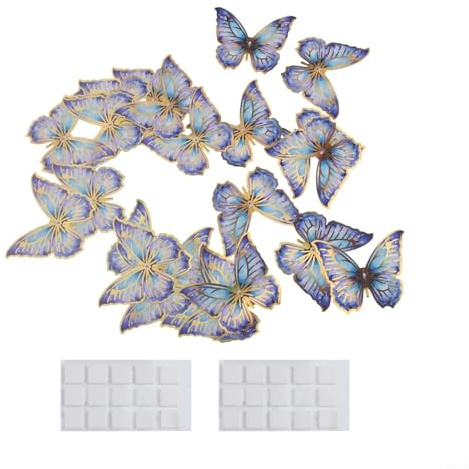 Lot de 24 autocollants muraux élégants en forme de papillon 3D avec bordure dorée pour mariages et décoration d'intérieur en PVC pour fêtes et décoration de chambre (PY3021-YL)