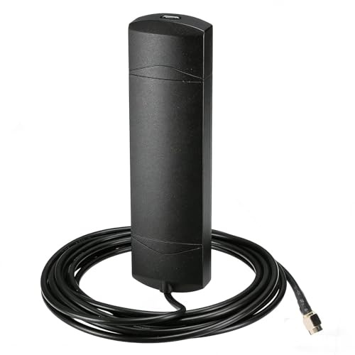 Antena de Radio FM Am para Coche con Amplificación 17 dBi, Antena de Parabrisas con Conector SMB y Cable de 3 m, Antena Adhesiva Interior de Alto Rendimiento para Autoradio