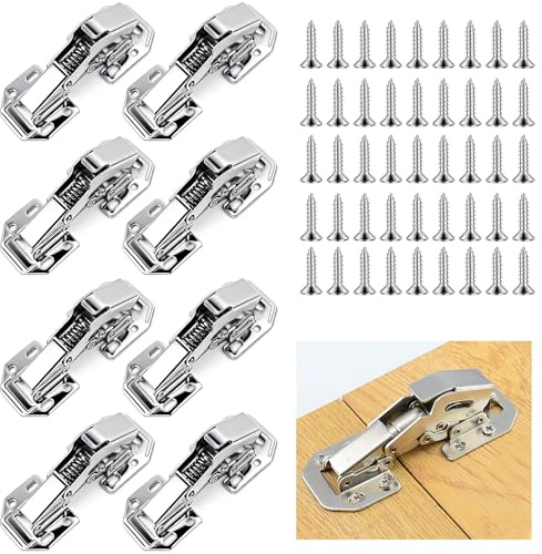 CAIYUANGUANGJIN 8 Pack 90 Degree Soft Close Hinges, Smooth Slow Closure Cabinet Hinges, Pre-Drilled Surface Mount Cupboard Hinge Easy Installation for Kitchen Wardrobe Doors Cabinets Cupboard