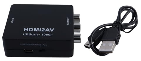 Ubric Adapteromvandlare, 1080p komposit video ljudadapter stöd PAL/NTSC, mini HDMI till AV-signalomvandlare (svart)