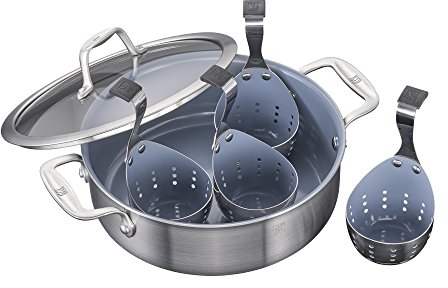 ZWILLING Spirit 3-lagiges 6-teiliges Frühstückspfanne und Pochierer aus Edelstahl mit Antihaftbeschichtung