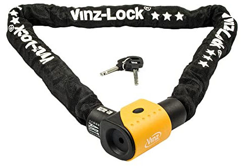 VINZ Jannu Candado de Scooter | Antirrobo con Llave | Homologada ART 3 | Testado Acero Endurecido ø10mm | Candado de Cadena para Motos & Scooters - 100cm