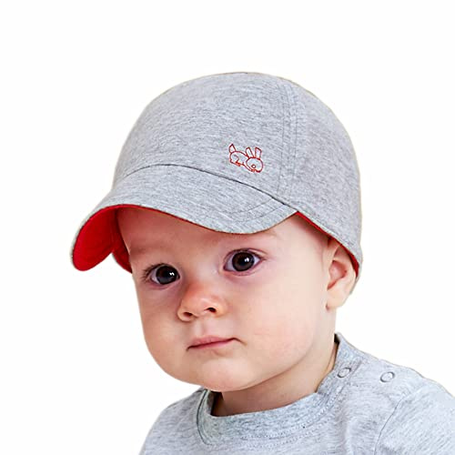 Keepersheep Baby Reversible Baseball Cap Infant Sun Hat, Cotton Knit Soft Brim for Infant Toddler, Summer Outdoor Unisex (US, Age, 6 Months, 12 Months, Gray-New Size)