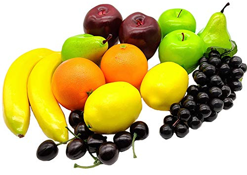 Aisamco 21 Stück künstliche Früchte Sortiert gefälschte Früchte lebensechte realistische Früchte für die Innenküche Restaurantdekoration