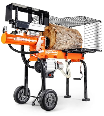 SuperHandy Elektrische Holzspalter Portable 16Ton 500mm Log Länge 2-Stufen 10GPM Hydraulische Zahnradpumpe 1500Watt Motor Horizontal Full Beam Steel Wedge Brennholz Spaltung Forstwirtschaft Ernte