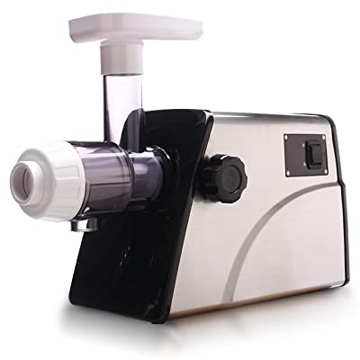 Horizontal Single Auger Slow Masticating Juicer Slow Speed Cold Press Juicer Fruit Vegetable Wheatgrass Herbs Orange Juice Extractor High Juice Yield Anti-Oxidation Extract Healthy Nutrition