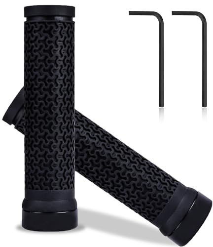 Bike Handlebar Grips, 2 PCS Rubber Mountain Bike Grips Bicycle Handlebar Grips Lock On with 1 Pair of Allen Wrench, Anti-Slip Handle Bar Grips for Bike Scooter BMX MTB