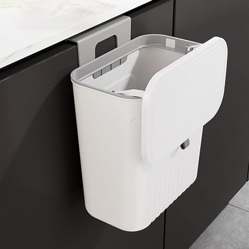 Poubelle Suspendue Cuisine avec Couvercle, Poubelle Murale Cuisine, Poubelle Camping Car Suspendu pour Portes d'armoires Placard Salle de Bain, 27 x 13 x 29 cm