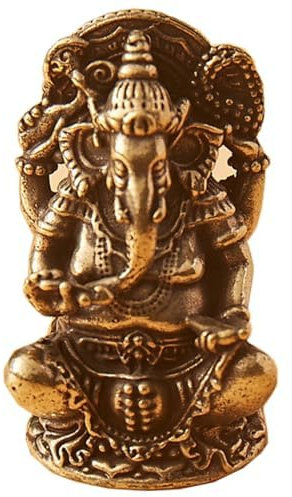 PIGPIGFLY Estatua de Buda de Ganesha, Estatua de Ganesha de latón, estatua decorativa, sala de estar, Ganesha india, decoración para el hogar, figura de Buda pequeña