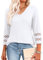 Aokosor Womens Tops 3/4 Length Sleeve Blouses Ladies V Neck T Shirts for Women UK Loose Casual Fit Size 10-12 White