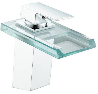 ZYNUHMO Rubinetto da bagno, rubinetto a cascata in vetro,Rubinetto per lavabo, cromato